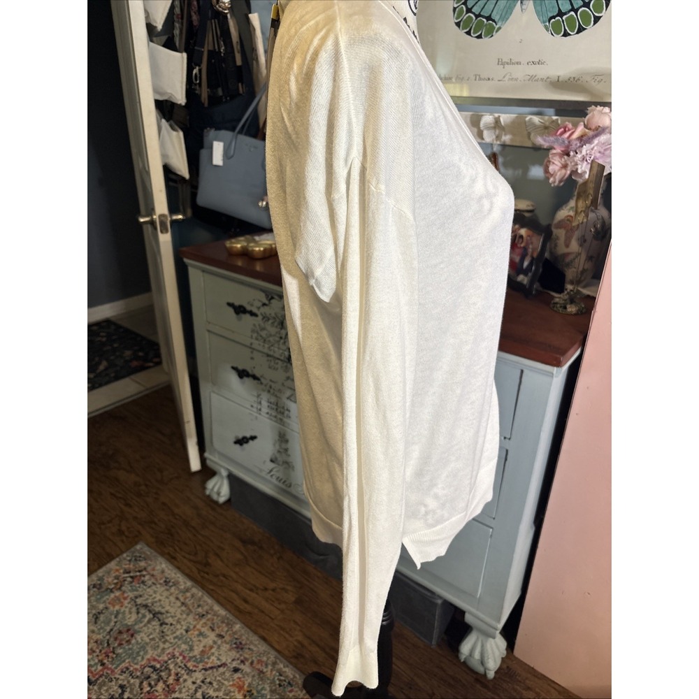 Banana Republic White V-Neck Lightweight Cardigan Women's Size Small Y2K Soft - Picture 7 of 10